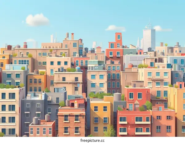 A densely populated city with tall buildings and a lot of greenery