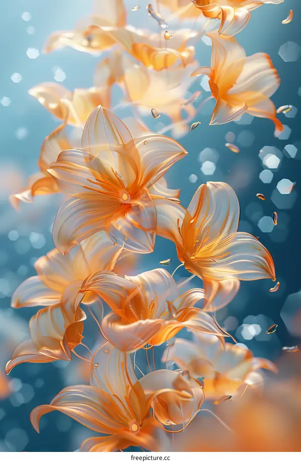 Abstract Floating Flowers in Soft Hues