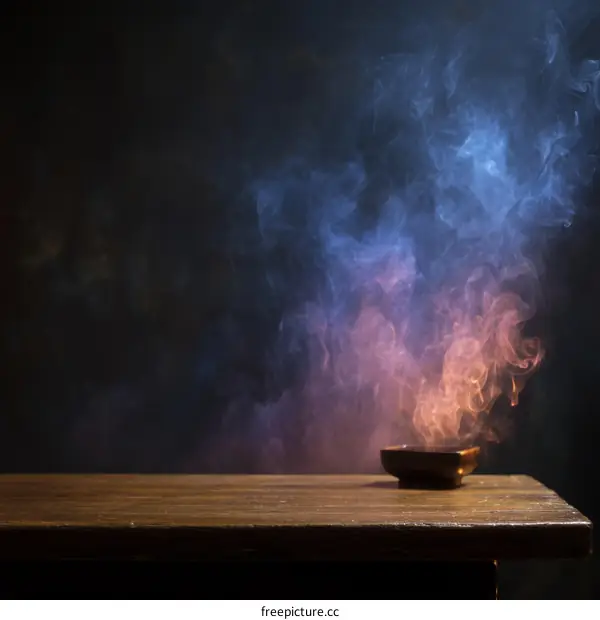 Abstract Smoke and Wooden Table