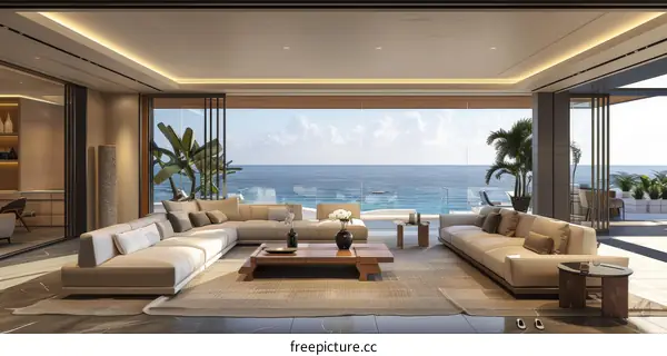 Modern Living Room With Ocean View