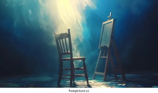 Empty Artist Studio with Chair and Easel