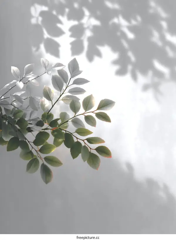 Elegant Leaf Shadows on a Light Gray Background