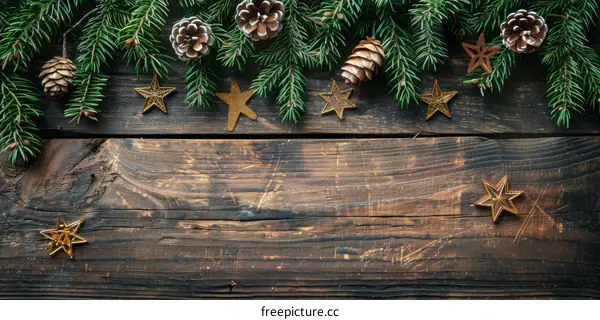 Christmas background with fir branches and decorations
