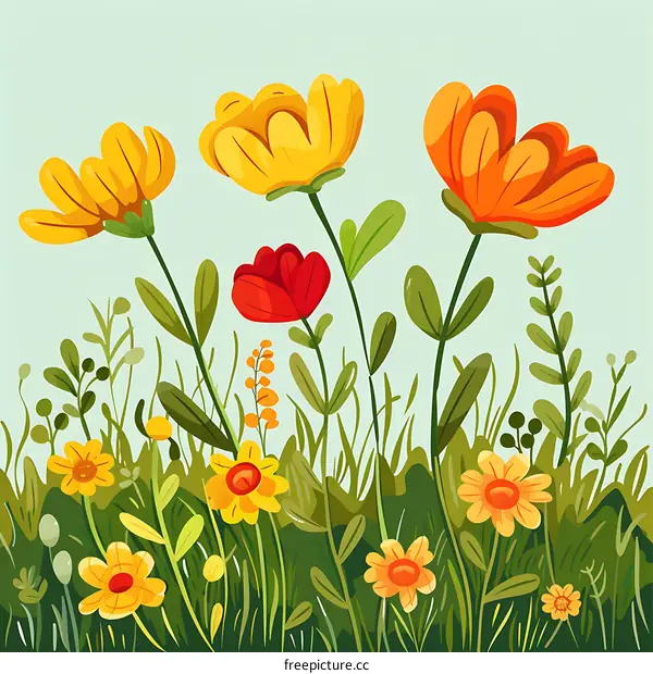 Colorful Spring Flowers Illustration