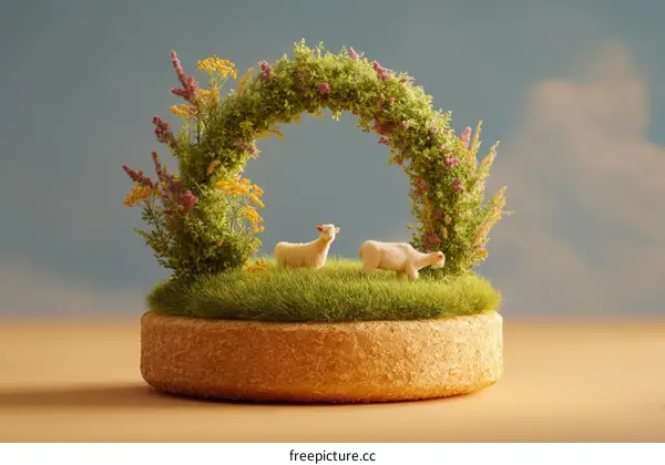 Miniature Sheep Meadow with Floral Arch