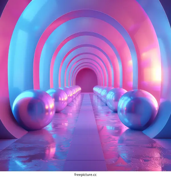 Pink and Blue Sci-Fi Corridor