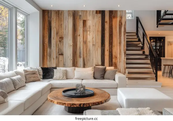 Modern Rustic Living Room with Wood Paneling
