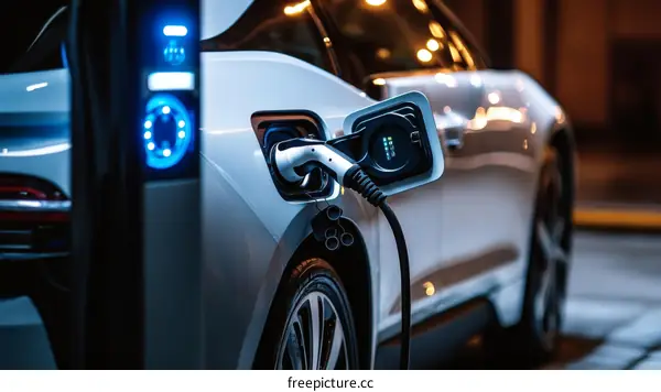Electric Car Charging at Night