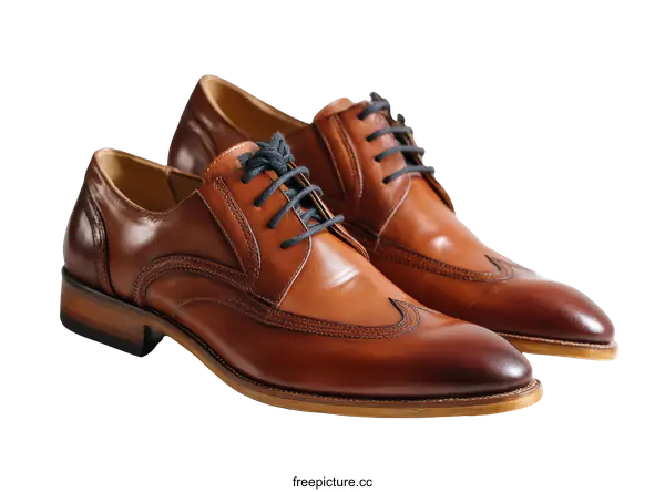 [Transparent Background PNG]Pair of Brown Leather Formal Shoes