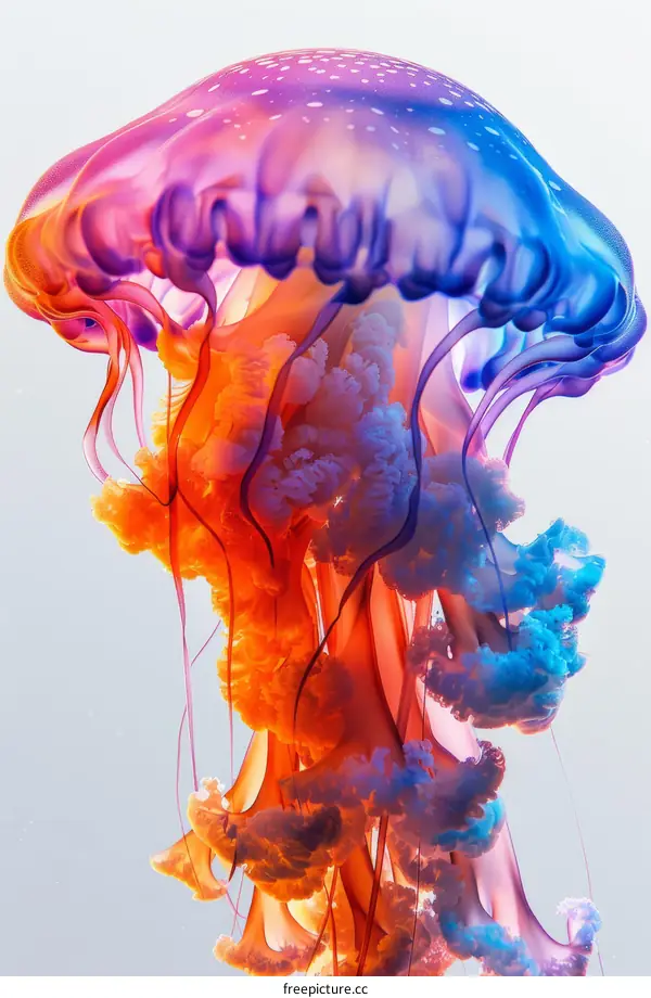 Vibrant Multicolored Jellyfish in the Ocean
