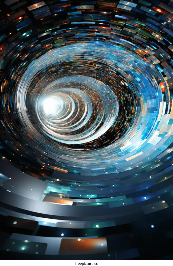 Futuristic Blue and White Spiral Tunnel