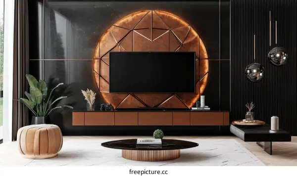 Modern Luxury Living Room Design with Copper Accents
