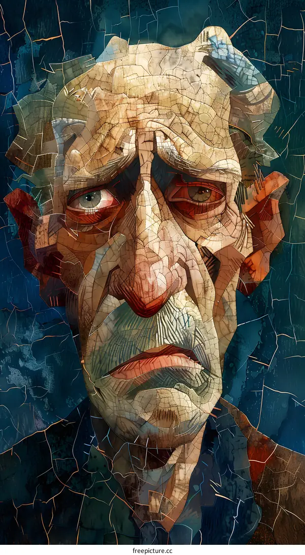 Portrait of an old man with a beard and a hat