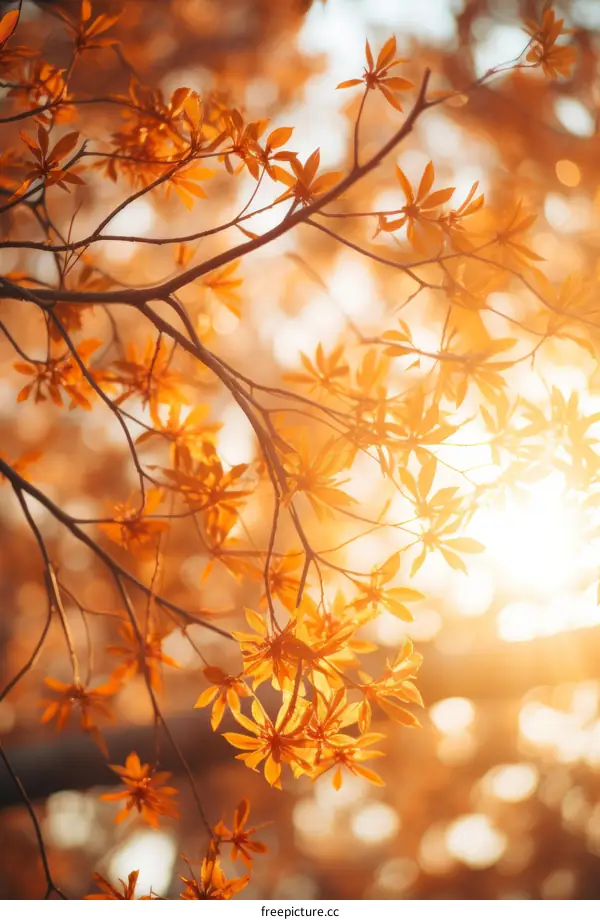 Sunlight Filtering Through Autumn Foliage