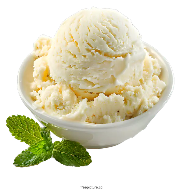 [Transparent Background PNG]Vanilla ice cream scoop in bowl