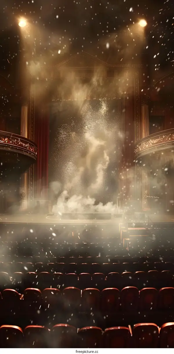 Empty Theater Seats with Stage Lights
