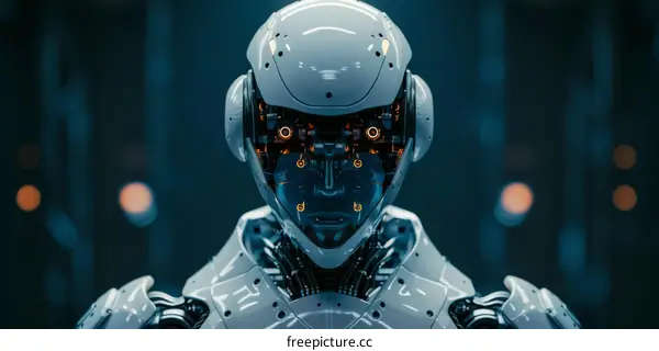 Futuristic Robot with Glowing Eyes