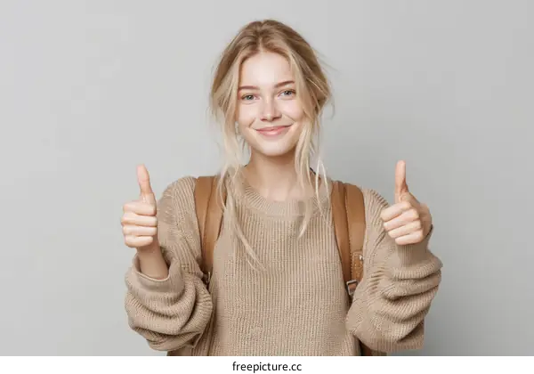 Happy Woman Giving a Thumbs Up