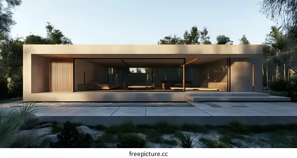 Modern Minimalist House Design with Large Windows