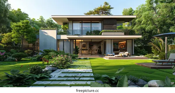 Courtyard house with natural elements