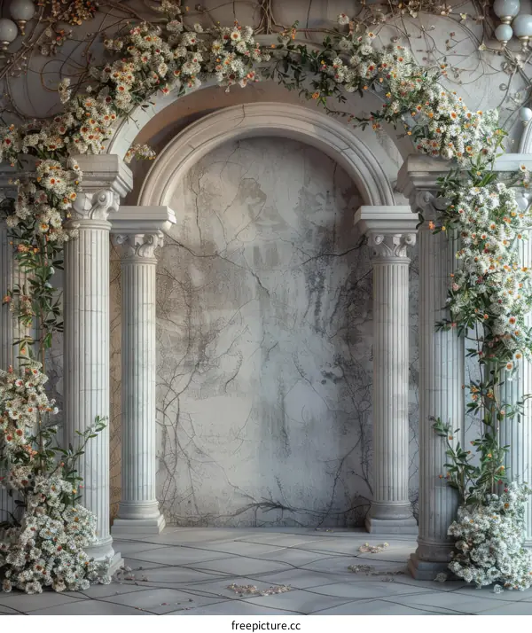 Elegant Floral Archway in an Ancient Style Interior