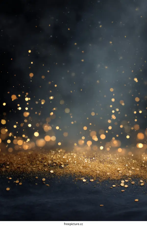 Golden Glitter Background with Bokeh Effect