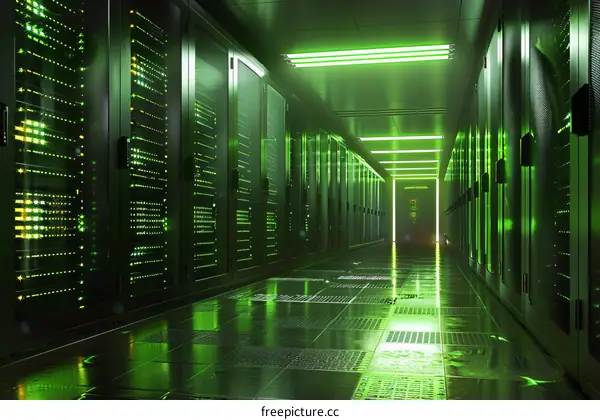 Modern Green Server Room Interior