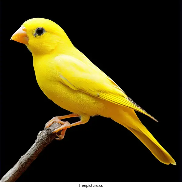 Closeup of a Vivid Yellow Bird on a Branch