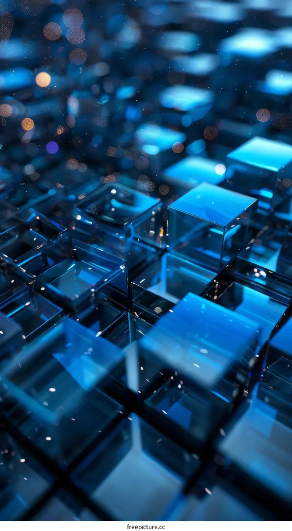 Abstract Blue Glass Cubes Background