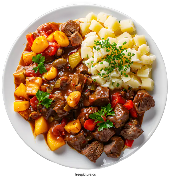 [Transparent Background PNG]Beef Stew with Mashed Potatoes