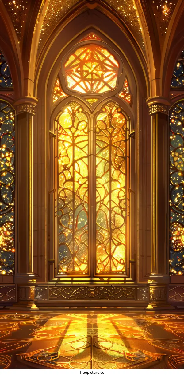 Splendid Gothic Window in Richly Ornamented Sanctuary