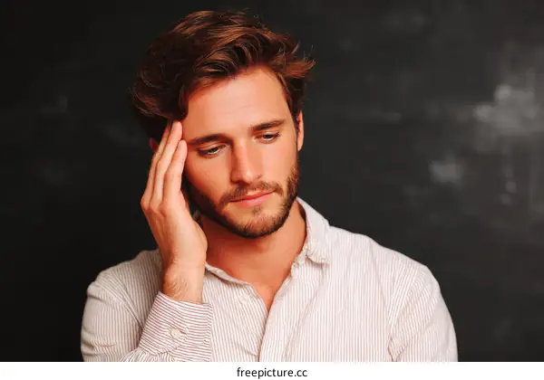 Closeup Portrait of a Caucasian Man with a Serious Expression