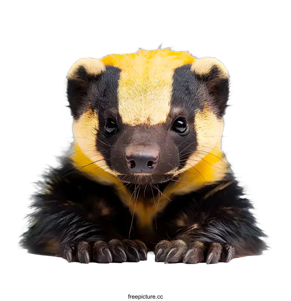[Transparent Background PNG]Adorable Honey Badger Posing on White Background