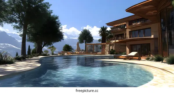 Modern Luxury Villa with Pool and Mountain View