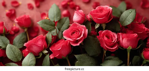 Beautiful Red Roses Bouquet Close Up