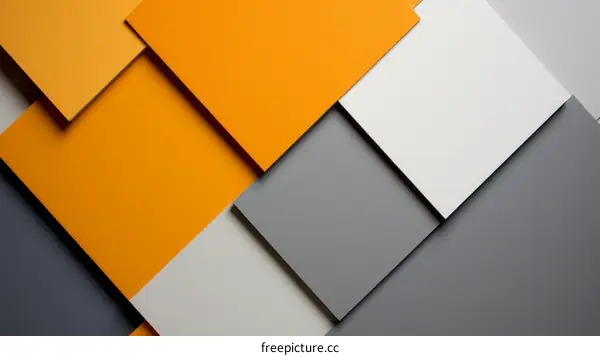 Abstract geometric background with white, gray, orange and yellow squares
