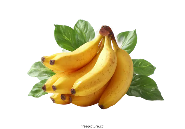 [Transparent Background PNG]Bunch of Fresh Bananas with Leaves