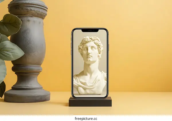 Phone Stand with Marble Sculpture on the Screen