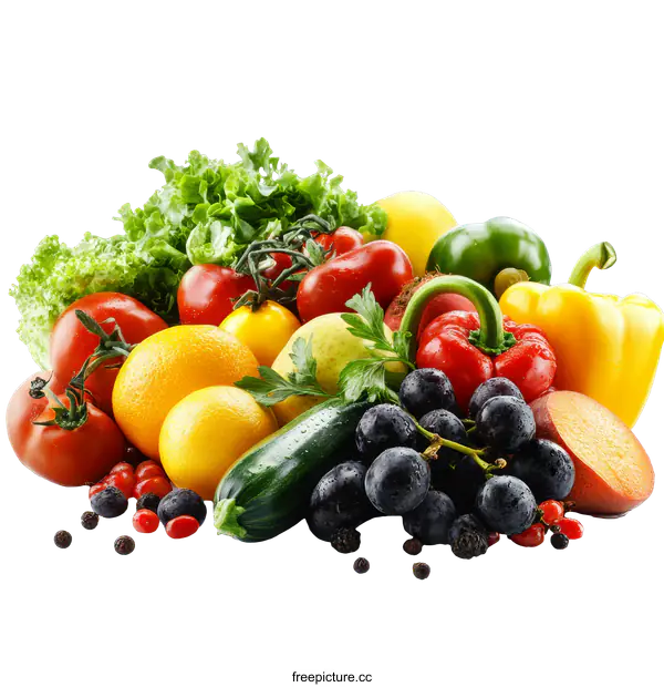 [Transparent Background PNG]Assortment of Fresh Colorful Fruits and Vegetables
