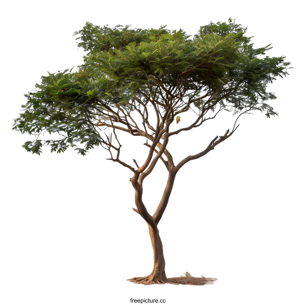 [Transparent Background PNG]Isolated Green Tree With Trunk And Branches