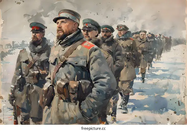 Russian Soldiers in Winter