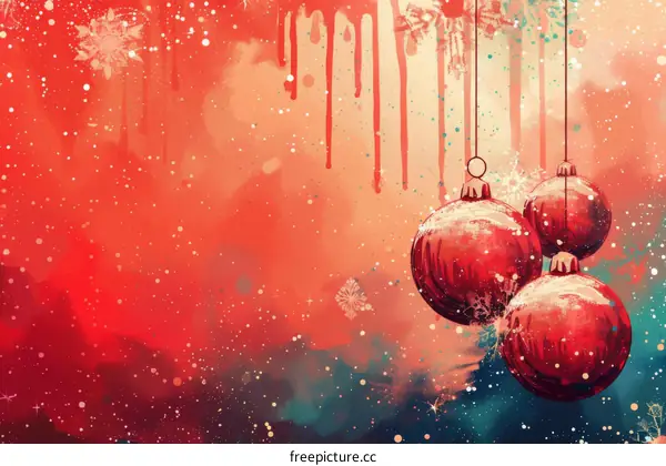 Christmas Ornaments Decoration on Teal and Crimson