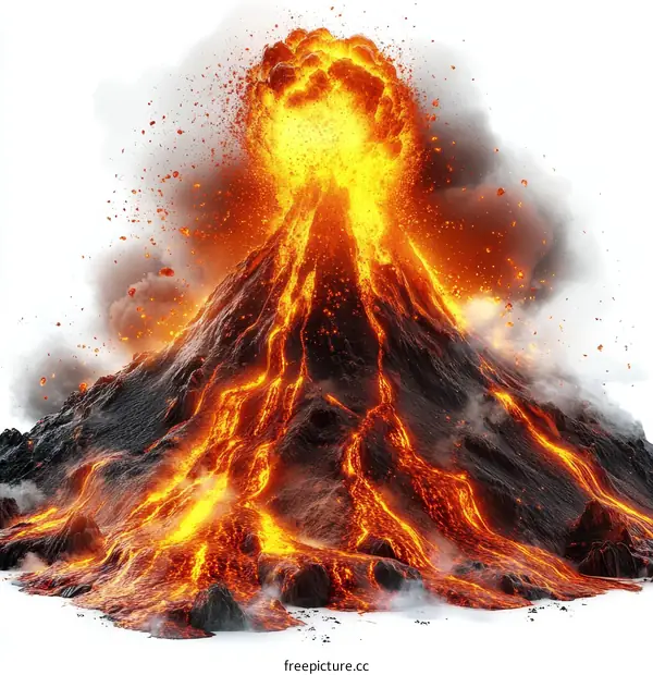 Erupting Volcano with Molten Lava