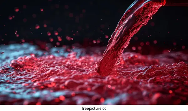 red liquid being poured into a container