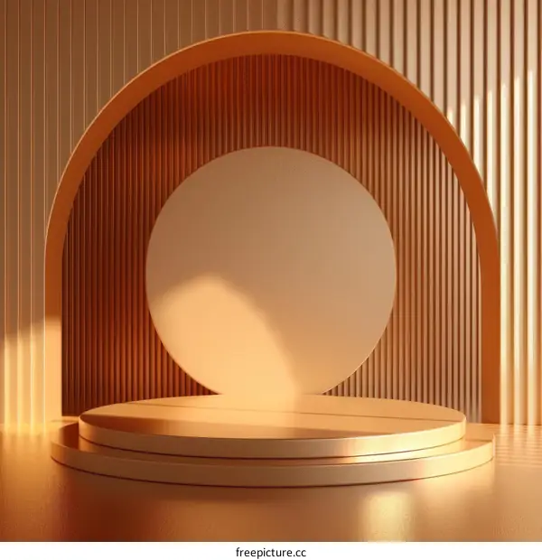 Golden Podium 3D Rendering