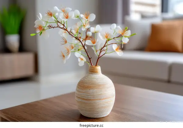 Elegant Vase with Blooming Flowers in Modern Interior