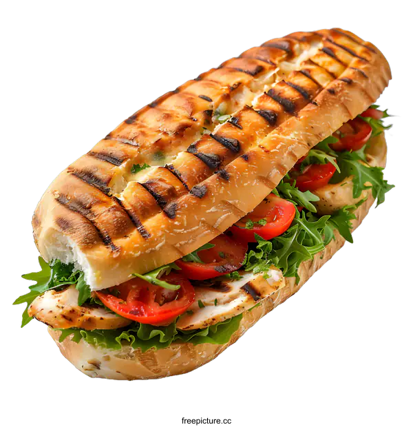[Transparent Background PNG]A delicious sandwich with chicken, tomato and lettuce