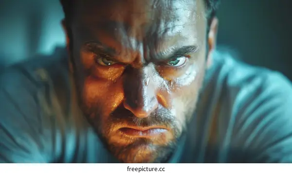Close-up Portrait of an Angry Man