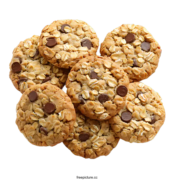 [Transparent Background PNG]Delicious Oatmeal Chocolate Chip Cookies