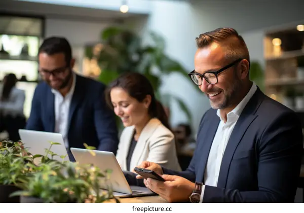 Business Colleagues Working Together at a Cafe